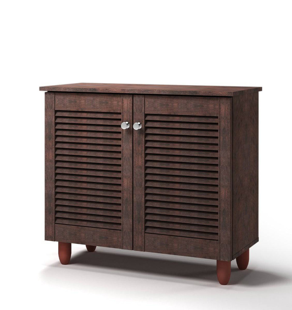 Essentials 2 Door Shoe Cabinet in Wenge Dark Oak by TAD. - Price Crash Furniture