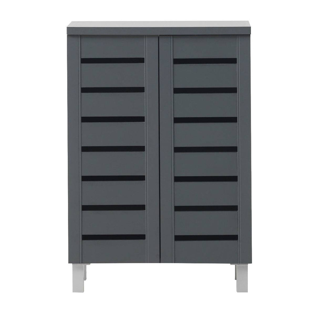 Essentials 2 Door Slatted Shoe Cabinet in Dark Grey by TAD - Price Crash Furniture