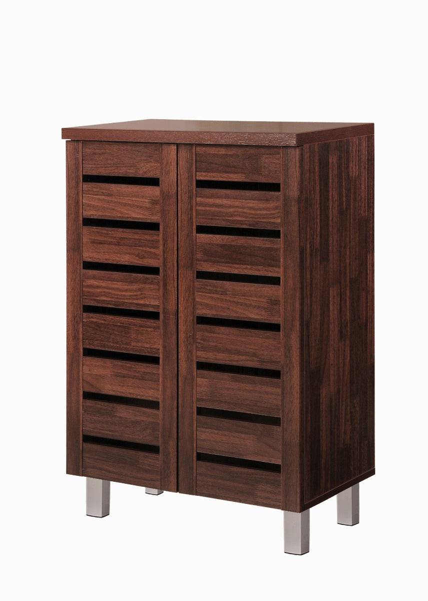 Essentials 2 Door Slatted Shoe Cabinet in Dark Oak by TAD - Price Crash Furniture