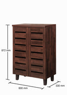 Essentials 2 Door Slatted Shoe Cabinet in Dark Oak by TAD - Price Crash Furniture