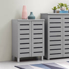 Essentials 2 Door Slatted Shoe Cabinet in Grey by TAD - Price Crash Furniture