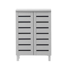 Essentials 2 Door Slatted Shoe Cabinet in Grey by TAD - Price Crash Furniture