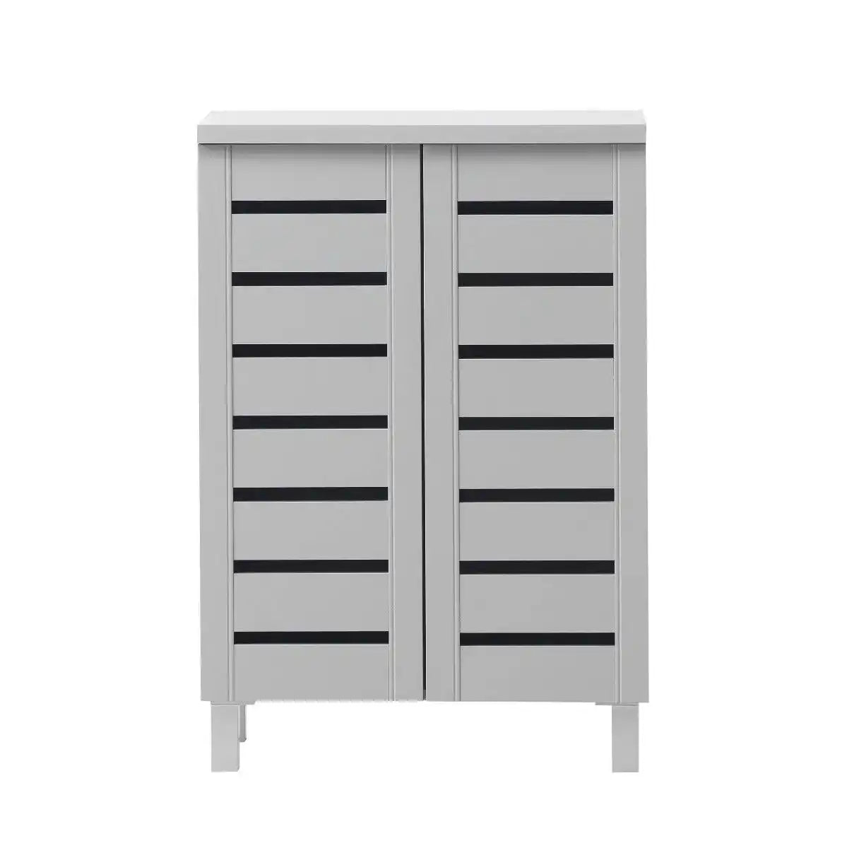 Essentials 2 Door Slatted Shoe Cabinet in Grey by TAD - Price Crash Furniture