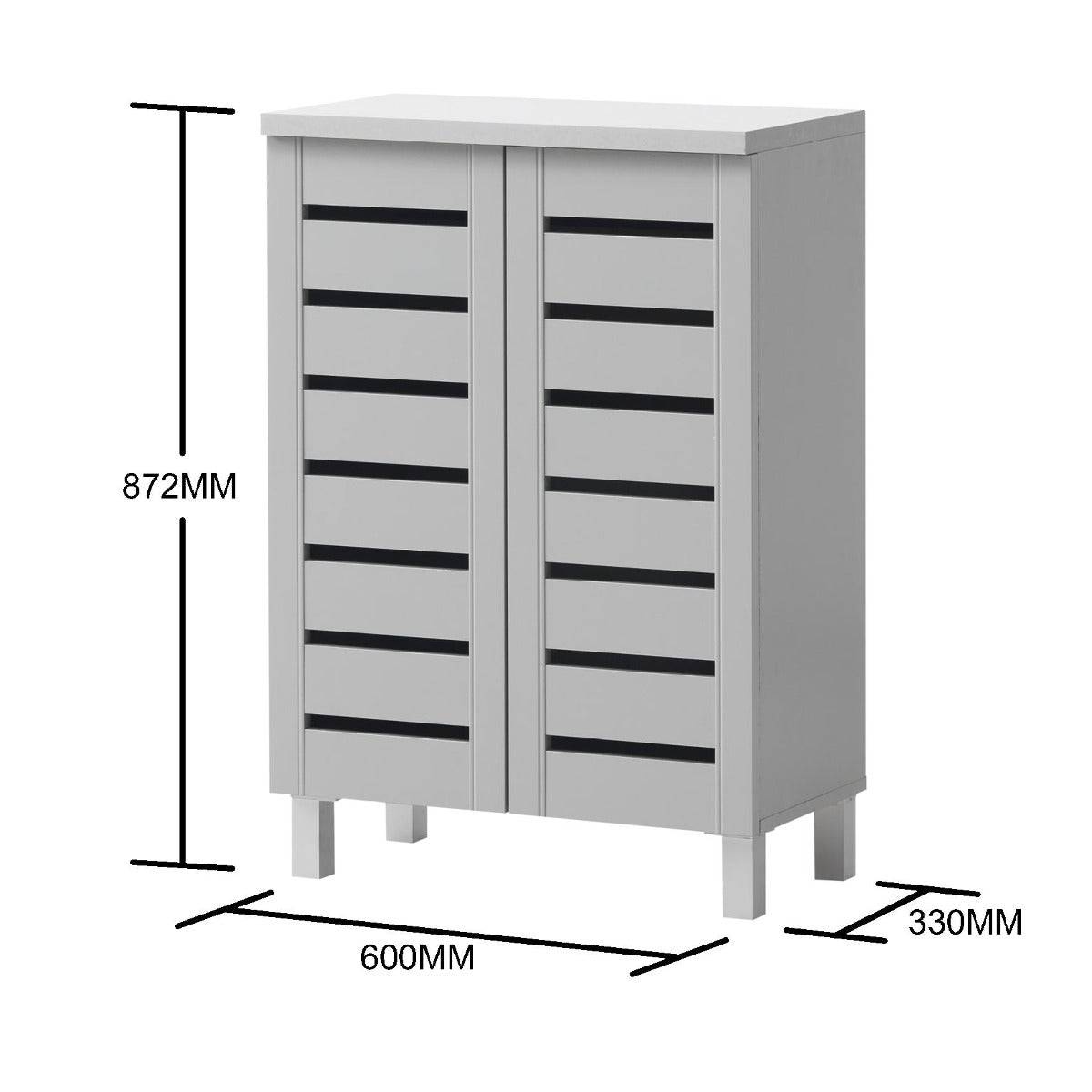 Essentials 2 Door Slatted Shoe Cabinet in Grey by TAD - Price Crash Furniture