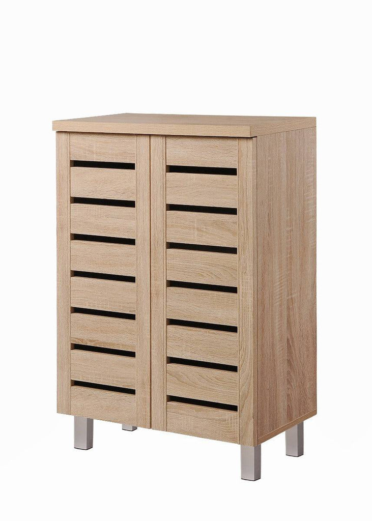 Essentials 2 Door Slatted Shoe Cabinet in Sonoma Oak by TAD - Price Crash Furniture