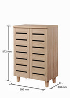 Essentials 2 Door Slatted Shoe Cabinet in Sonoma Oak by TAD - Price Crash Furniture