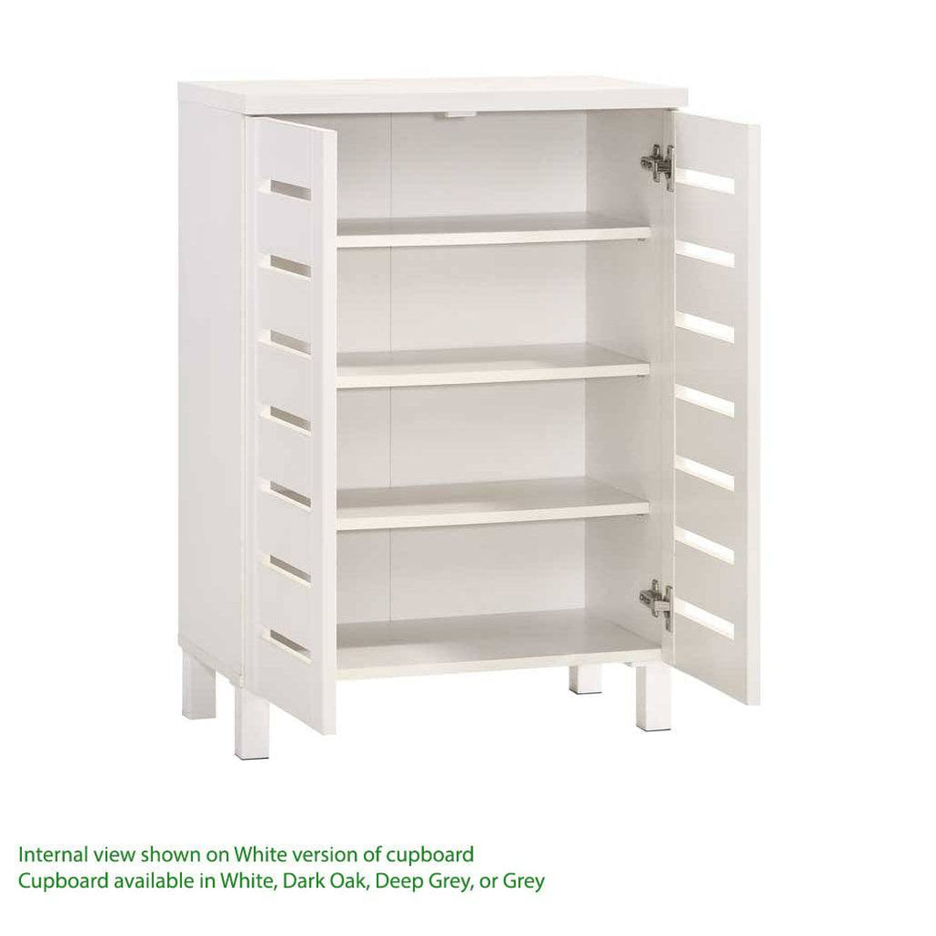 Essentials 2 Door Slatted Shoe Cabinet in White by TAD - Price Crash Furniture