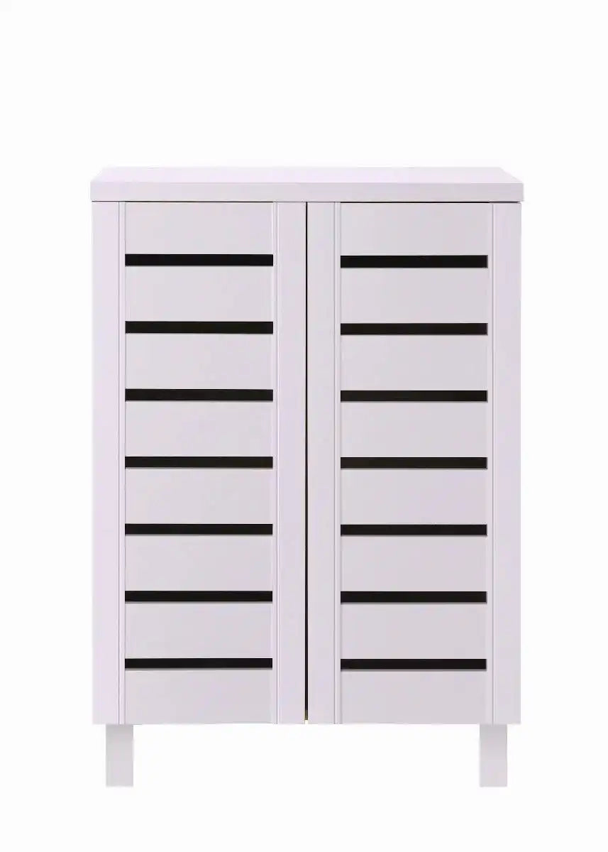 Essentials 2 Door Slatted Shoe Cabinet in White by TAD - Price Crash Furniture