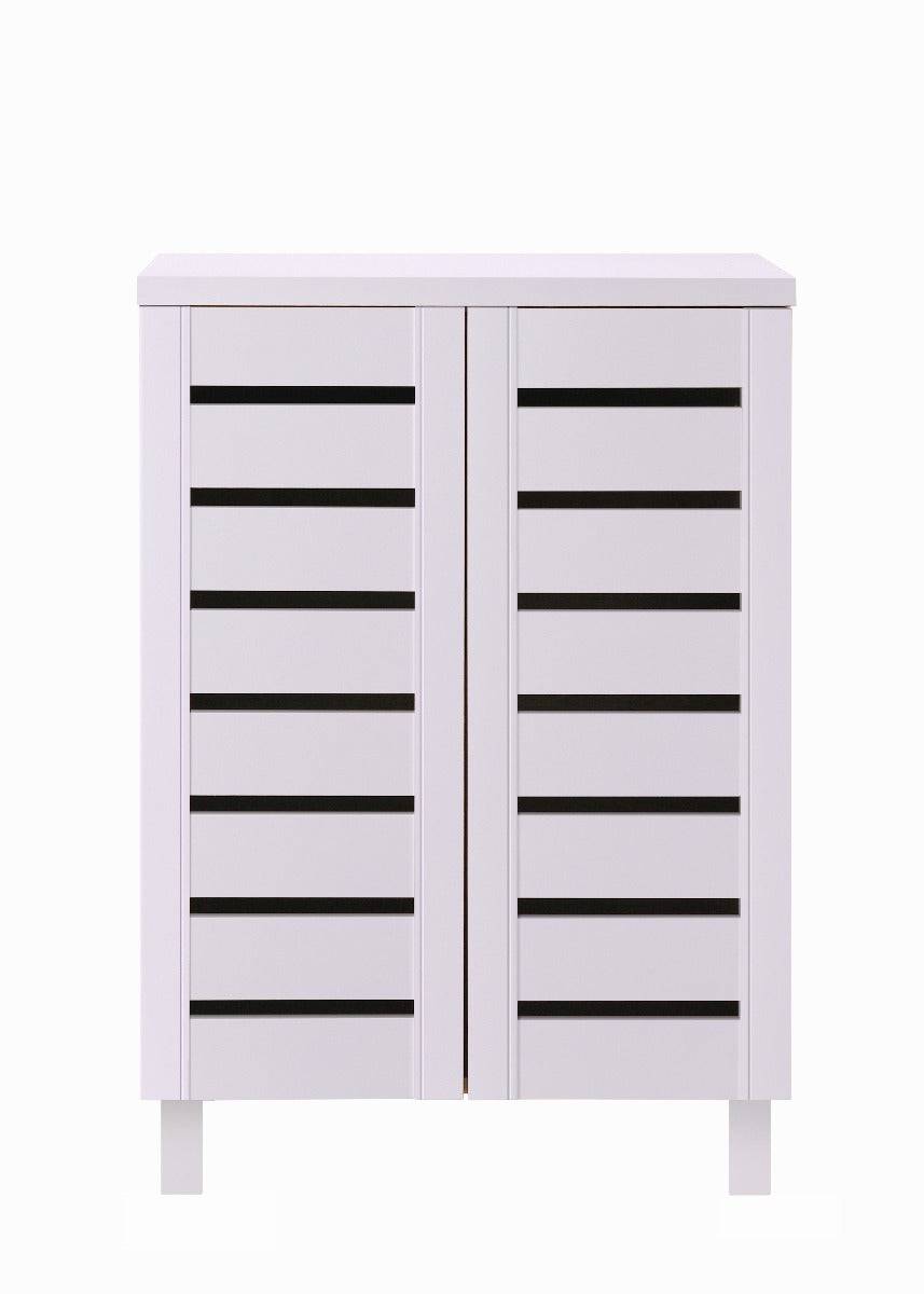 Essentials 2 Door Slatted Shoe Cabinet in White by TAD - Price Crash Furniture