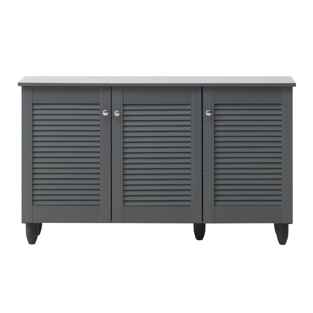 Essentials 3 Door Shoe Cabinet in Dark Grey by TAD - Price Crash Furniture