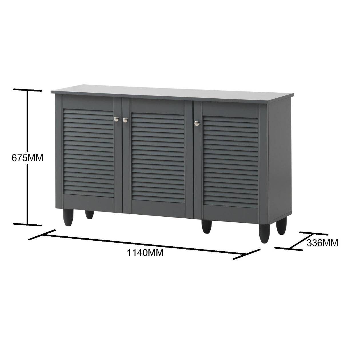 Essentials 3 Door Shoe Cabinet in Dark Grey by TAD - Price Crash Furniture