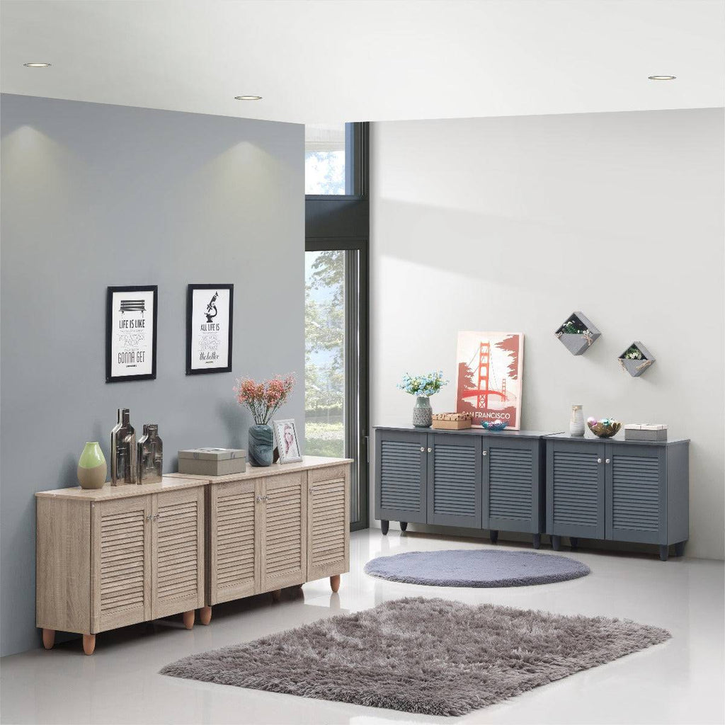 Essentials 3 Door Shoe Cabinet in Dark Grey by TAD - Price Crash Furniture
