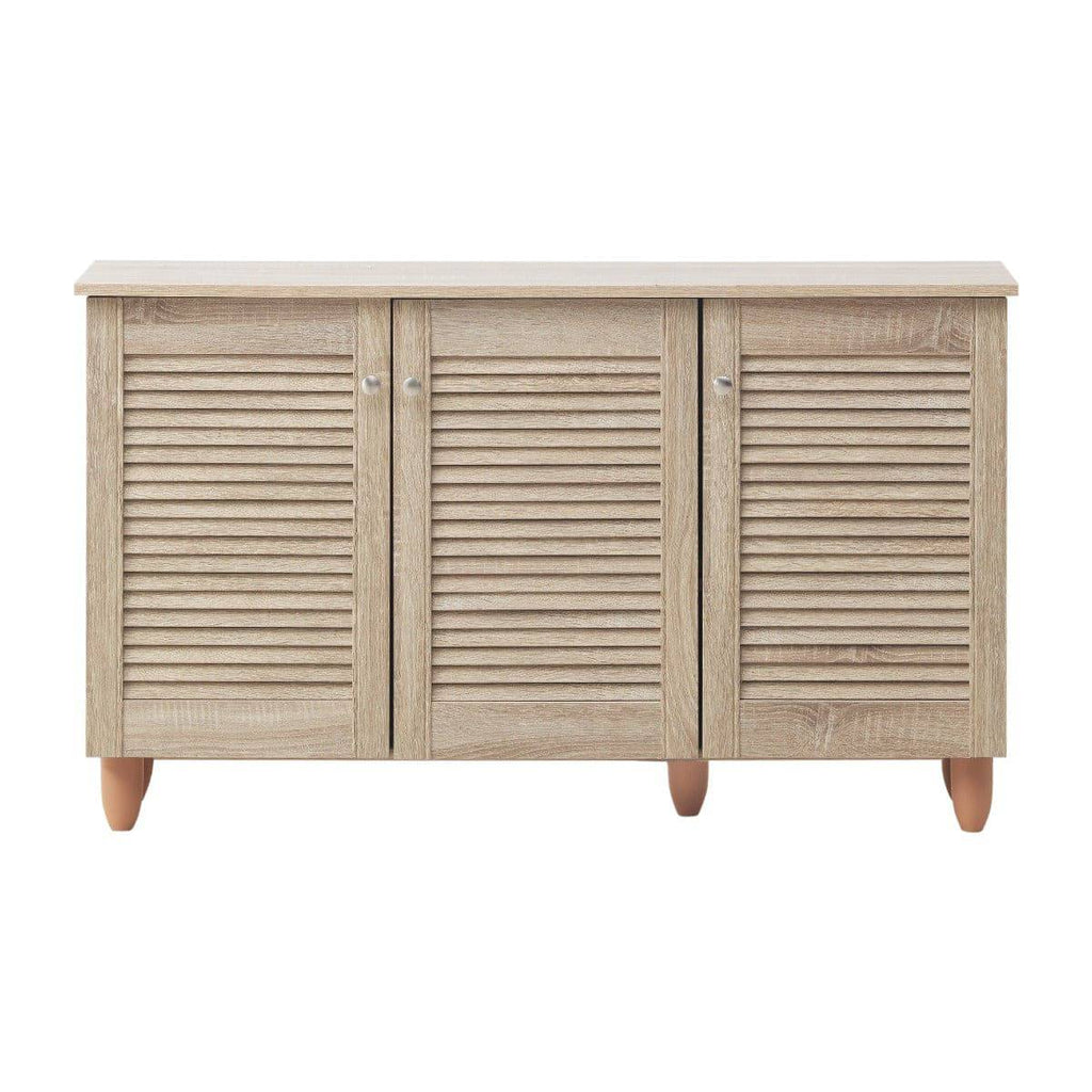 Essentials 3 Door Shoe Cabinet in Oak by TAD - Price Crash Furniture