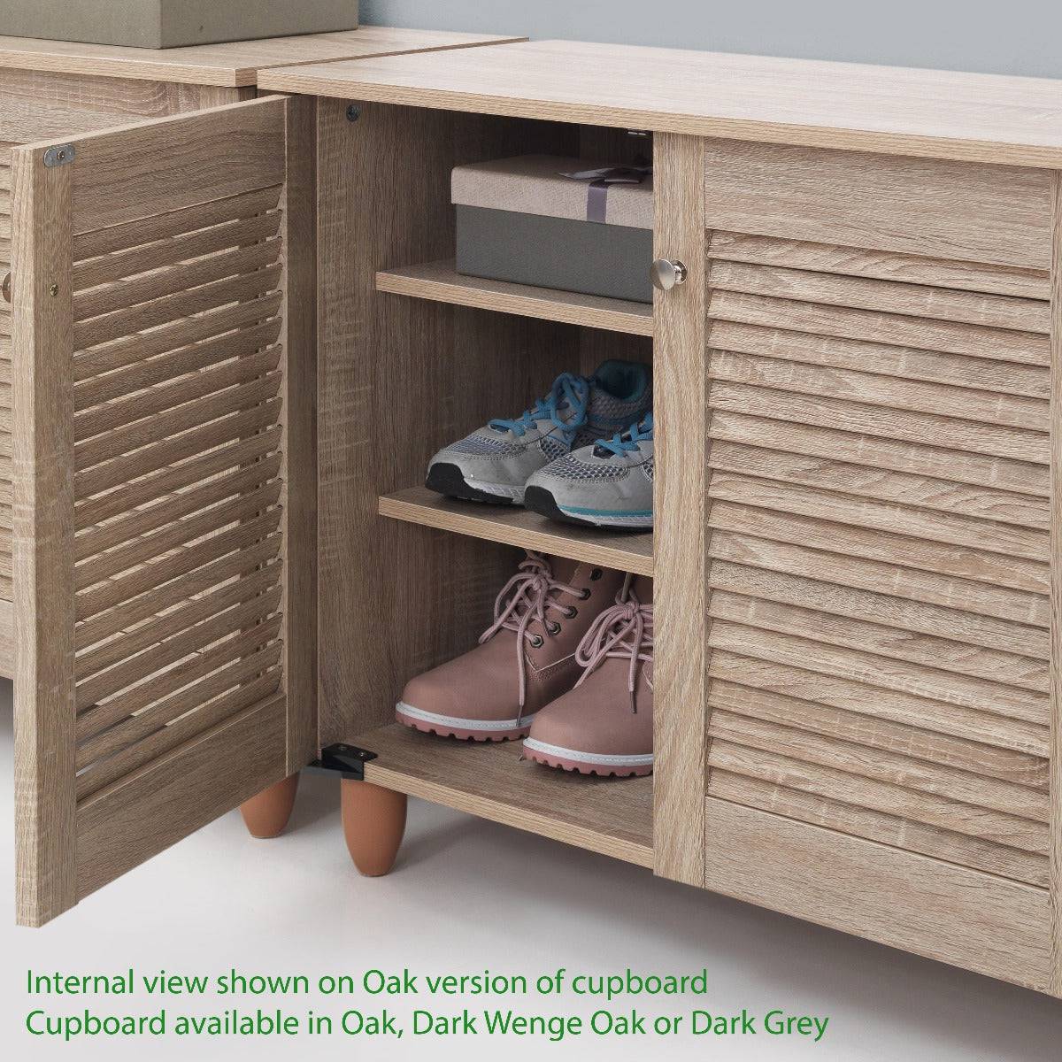 Essentials 3 Door Shoe Cabinet in Oak by TAD - Price Crash Furniture