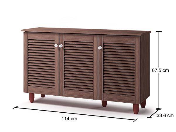 Essentials 3 Door Shoe Cabinet in Wenge Dark Oak by TAD - Price Crash Furniture