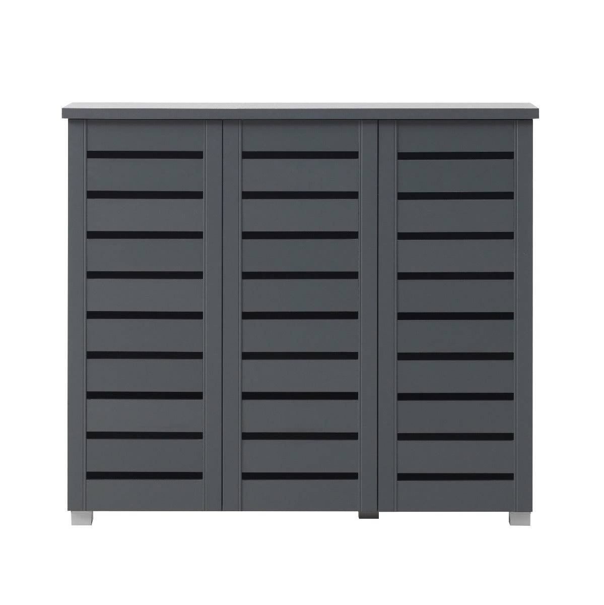 Essentials 3 Door Slatted Shoe Cabinet in Dark Grey by TAD - Price Crash Furniture