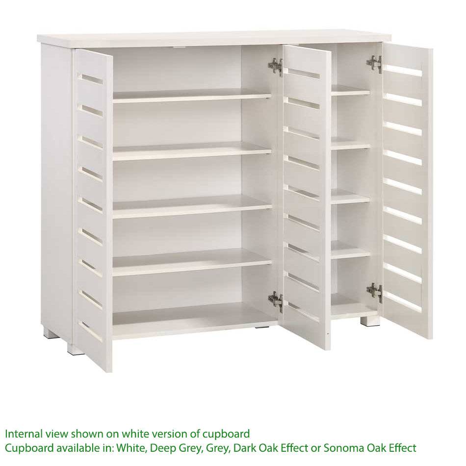 Essentials 3 Door Slatted Shoe Cabinet in Dark Grey by TAD - Price Crash Furniture