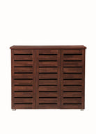 Essentials 3 Door Slatted Shoe Cabinet in Dark Oak by TAD - Price Crash Furniture