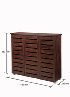 Essentials 3 Door Slatted Shoe Cabinet in Dark Oak by TAD - Price Crash Furniture