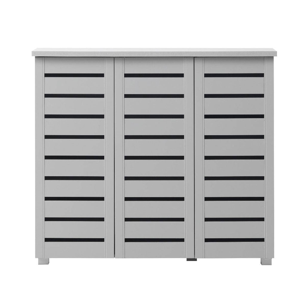 Essentials 3 Door Slatted Shoe Cabinet in Grey by TAD - Price Crash Furniture