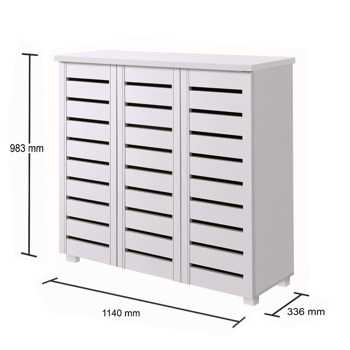 Essentials 3 Door Slatted Shoe Cabinet in White by TAD - Price Crash Furniture