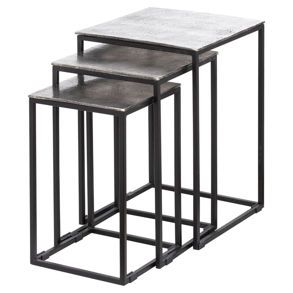 Farrah Collection Silver Nest Of Three Tables - Price Crash Furniture