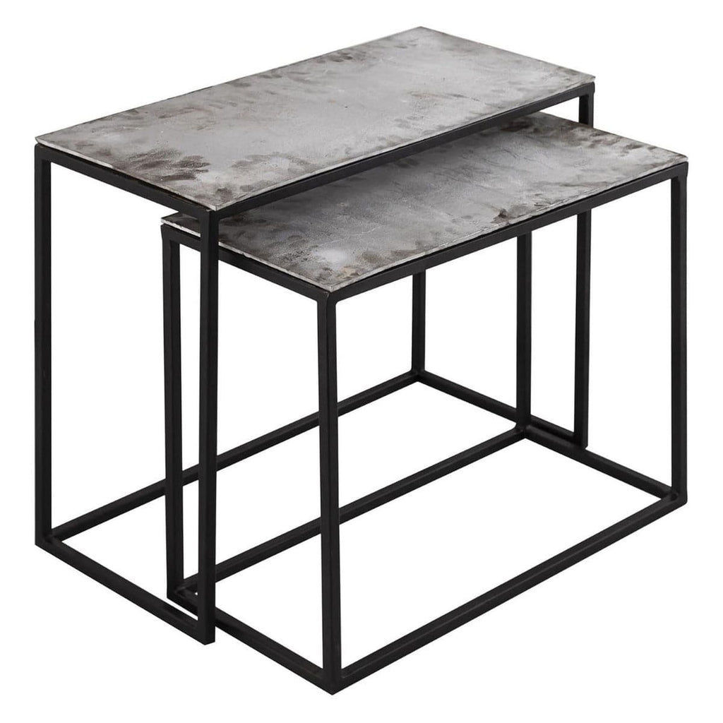 Farrah Collection Silver Set of Two Side Tables - Price Crash Furniture