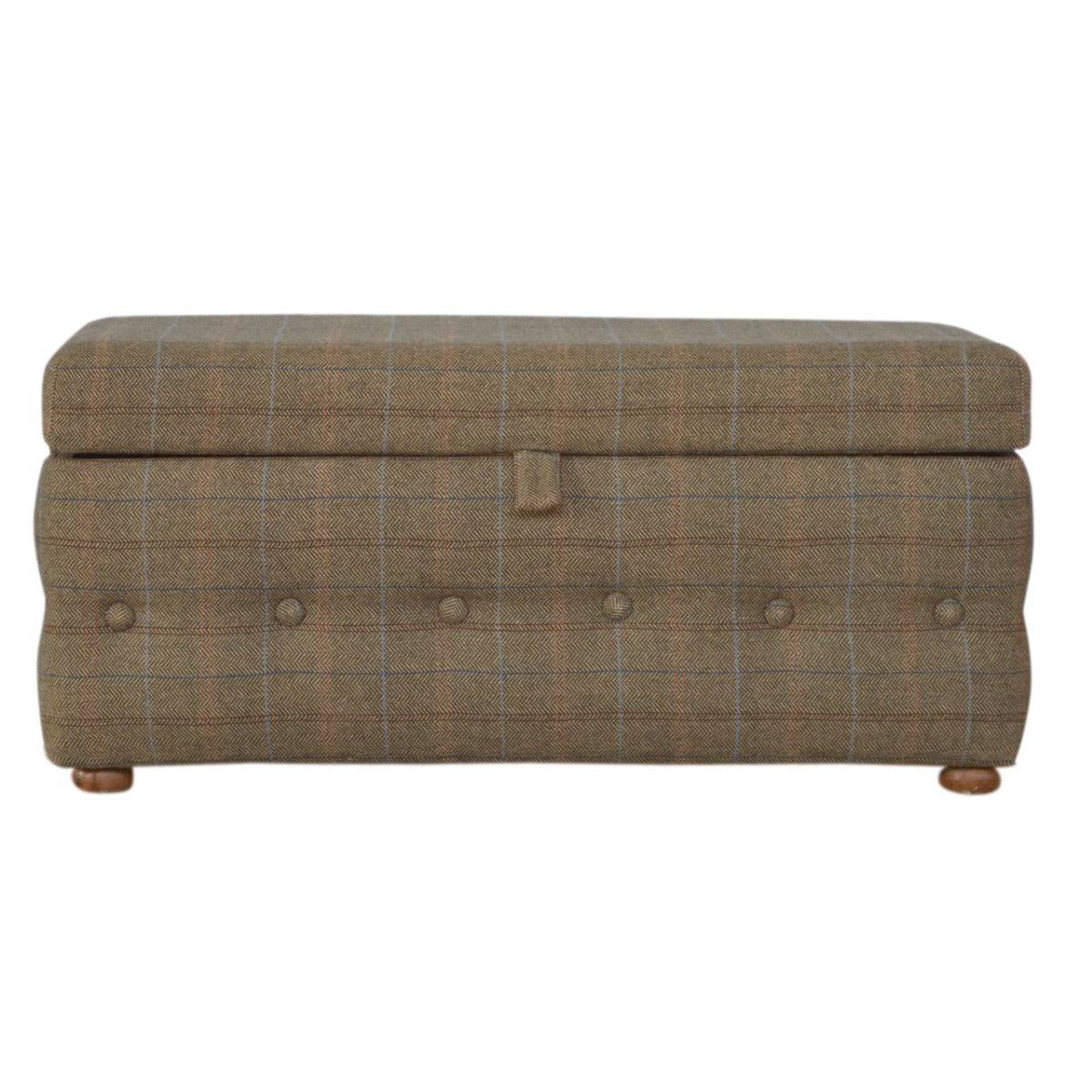 Footstool Upholstered In Multi Tweed - Price Crash Furniture