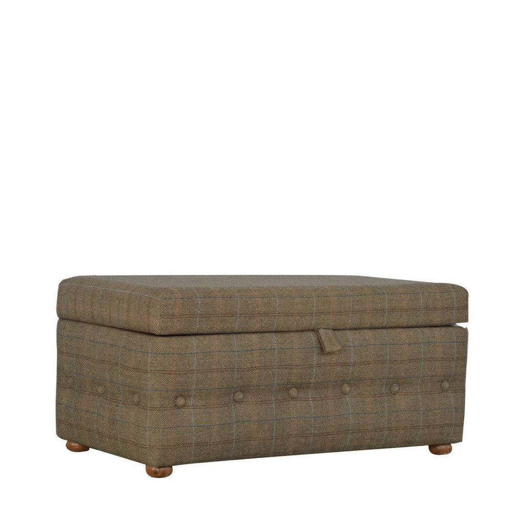 Footstool Upholstered In Multi Tweed - Price Crash Furniture