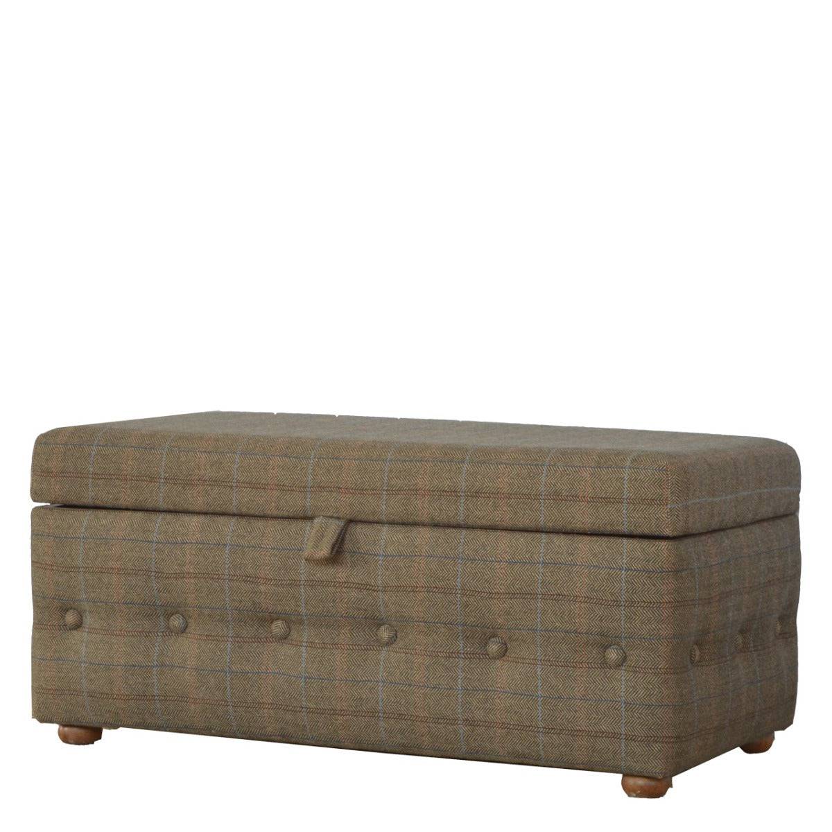 Footstool Upholstered In Multi Tweed - Price Crash Furniture