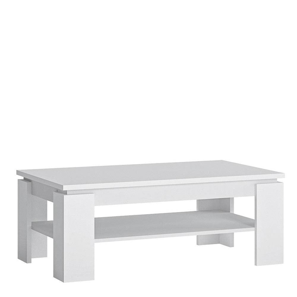 Fribo Large Coffee Table with Shelf in Alpine White - Price Crash Furniture