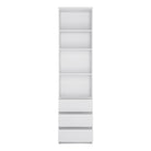 Fribo Tall Narrow 3 Drawer Bookcase Shelving Unit in Alpine White - Price Crash Furniture