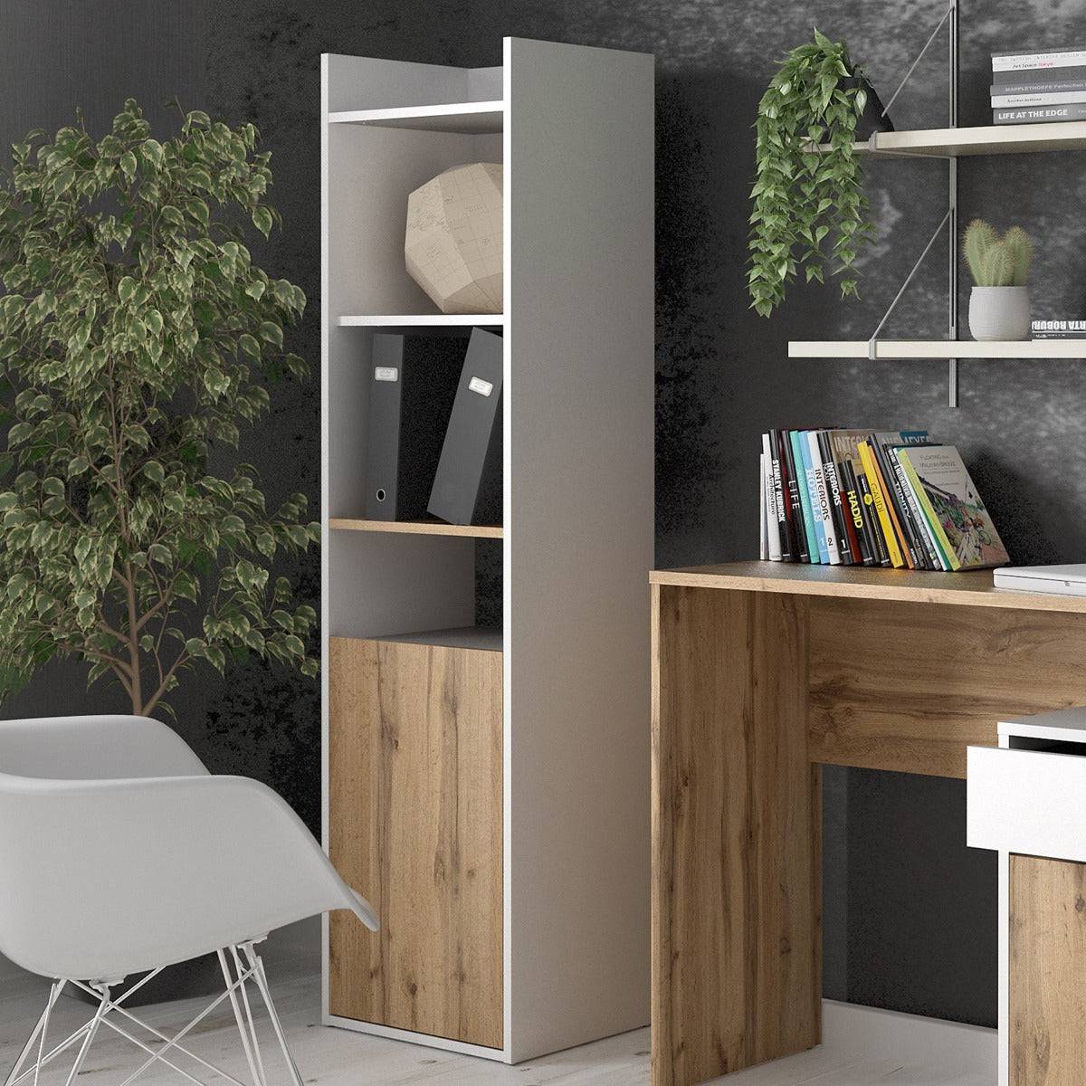 Function Plus Bookcase in White and Wotan Light Oak - Price Crash Furniture