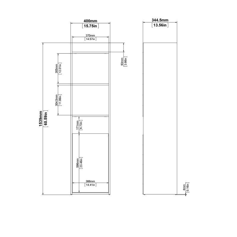 Function Plus Bookcase in White and Wotan Light Oak - Price Crash Furniture