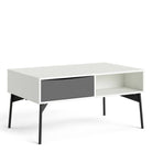 Fur Coffee table with 1 Drawer in Grey and White - Price Crash Furniture