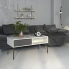 Fur Coffee table with 1 Drawer in Grey and White - Price Crash Furniture