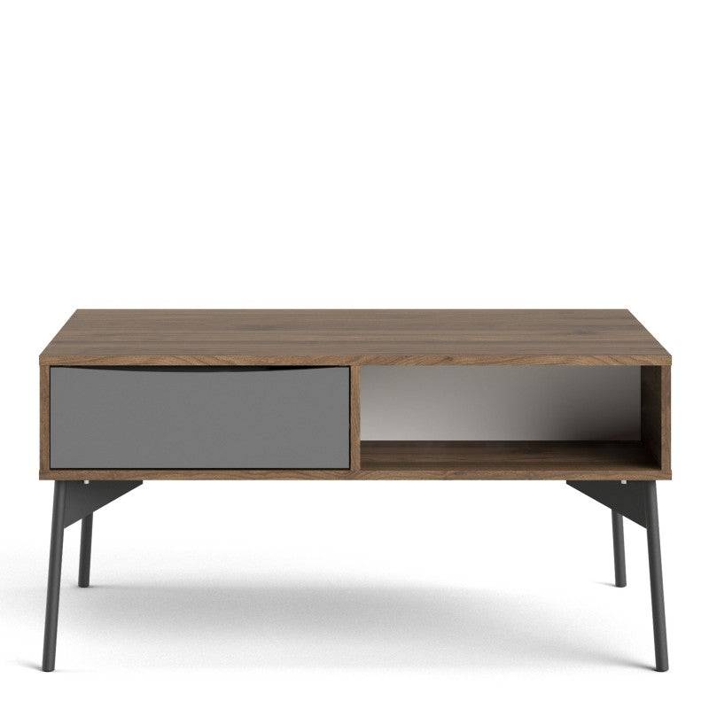 Fur Coffee table with 1 Drawer in Grey, White and Walnut - Price Crash Furniture