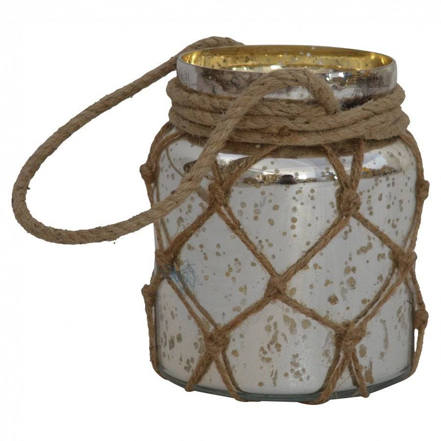 Glass Jar Lantern With Rope - Price Crash Furniture