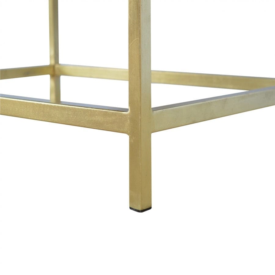 Gold Iron Base Stool with Chunky Wooden Top - Price Crash Furniture