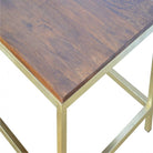 Gold Iron Base Stool with Chunky Wooden Top - Price Crash Furniture