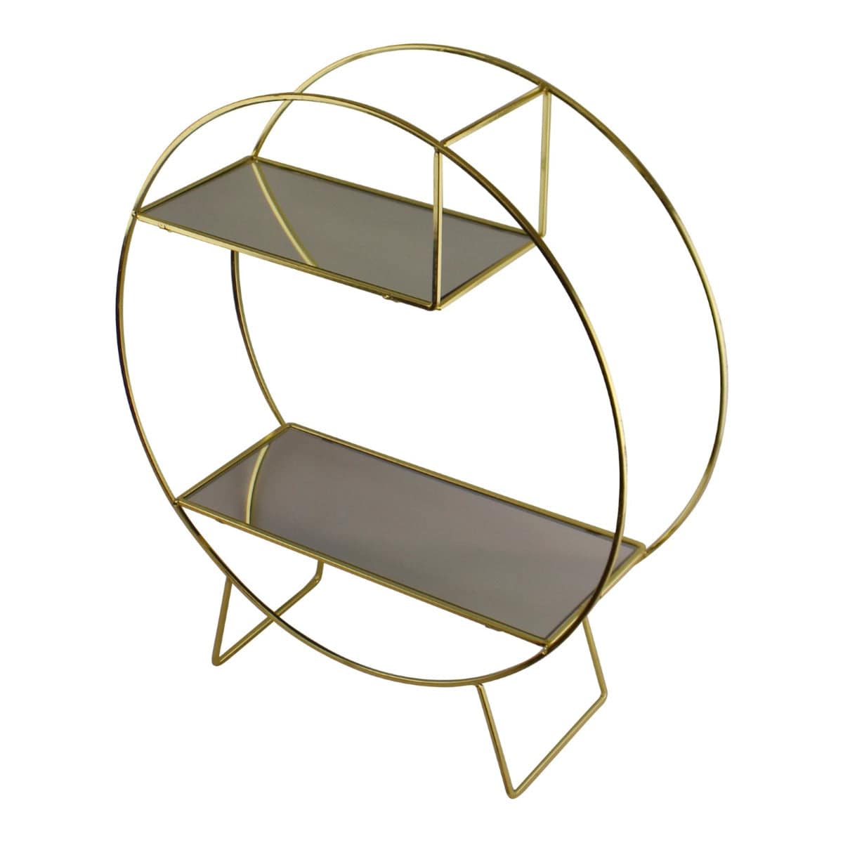 Gold Metal Freestanding Shelving Unit With Mirrored Shelves - Price Crash Furniture