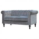 Grey Velvet 2 Seater Chesterfield Sofa - Price Crash Furniture