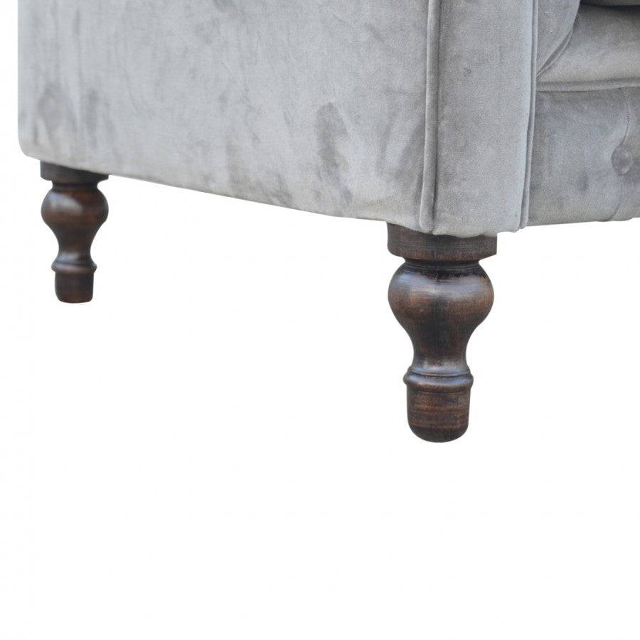 Grey Velvet 2 Seater Chesterfield Sofa - Price Crash Furniture