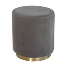 Grey Velvet Footstool with Gold Base - Price Crash Furniture