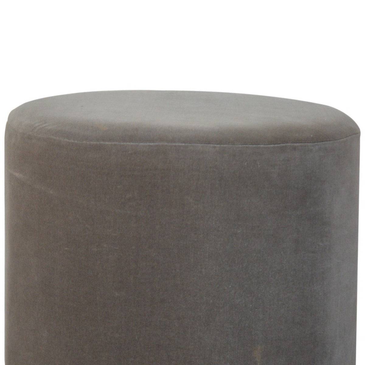 Grey Velvet Footstool with Gold Base - Price Crash Furniture