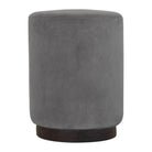 Grey Velvet Footstool with Wooden Base - Price Crash Furniture