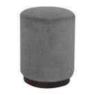 Grey Velvet Footstool with Wooden Base - Price Crash Furniture