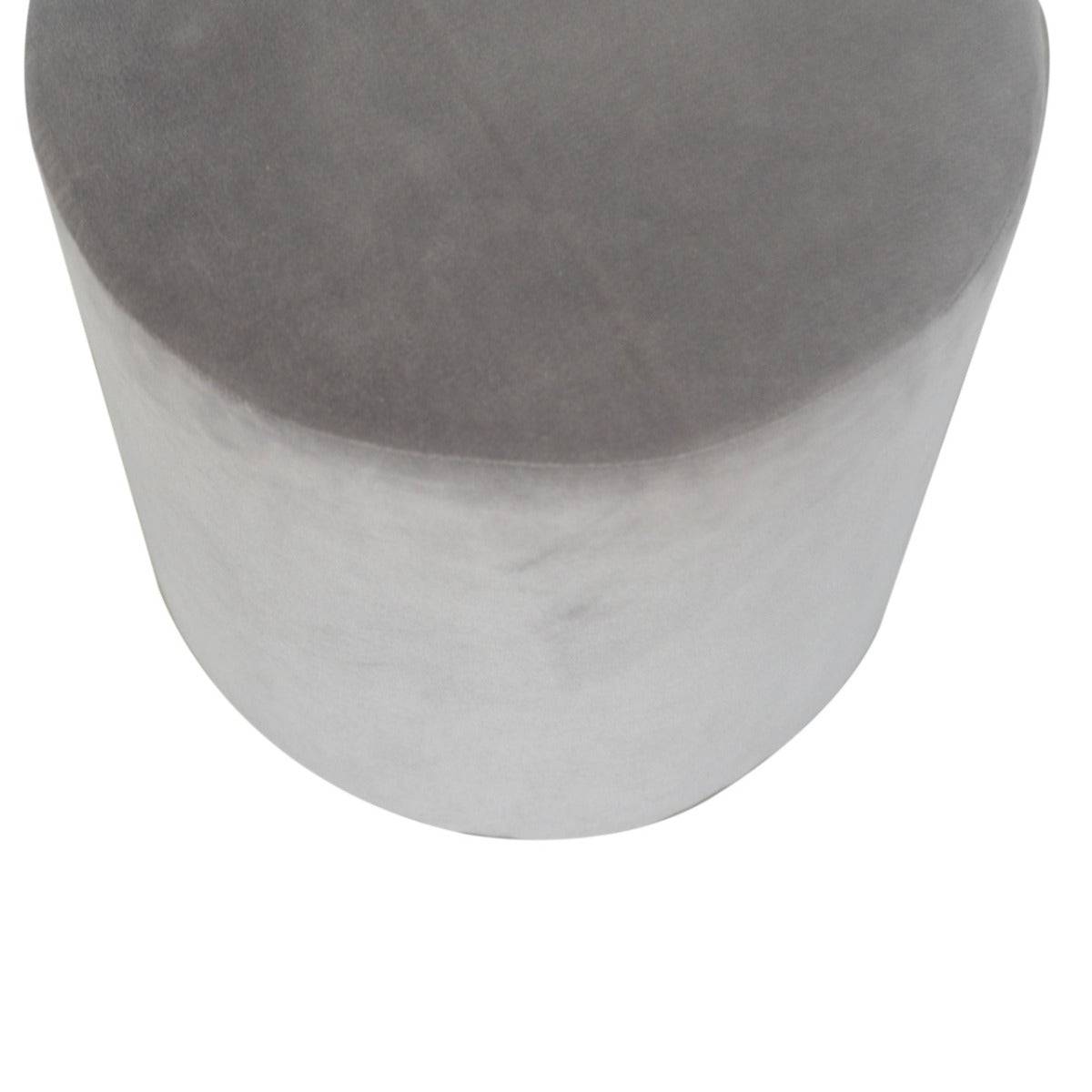 Grey Velvet Footstool with Wooden Base - Price Crash Furniture