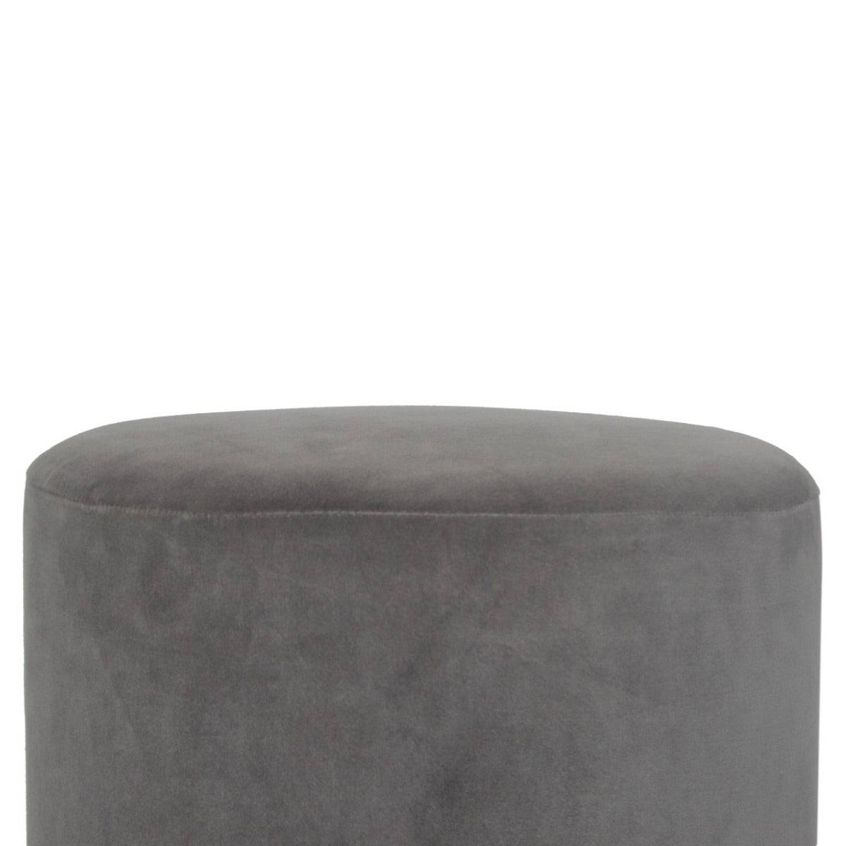 Grey Velvet Footstool with Wooden Base - Price Crash Furniture