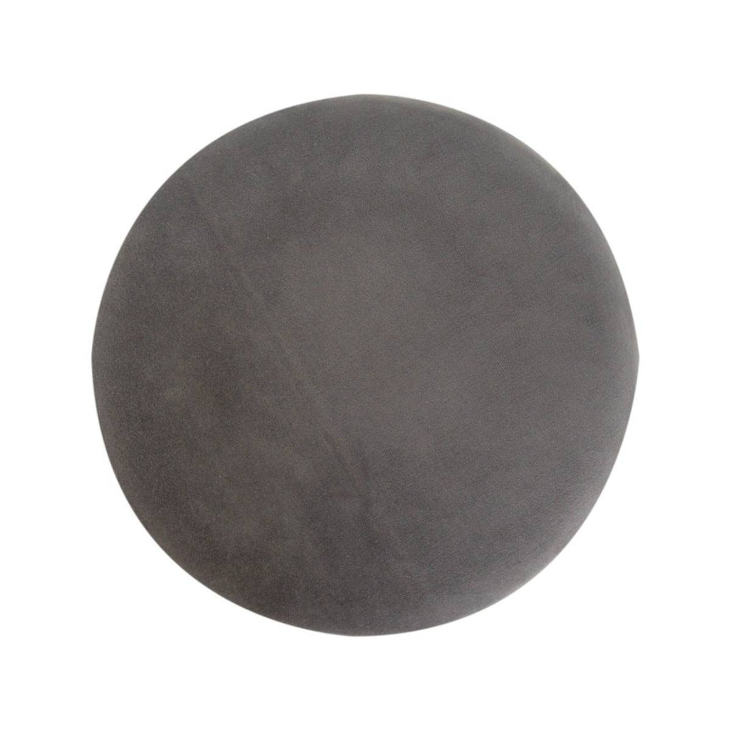 Grey Velvet Footstool with Wooden Base - Price Crash Furniture